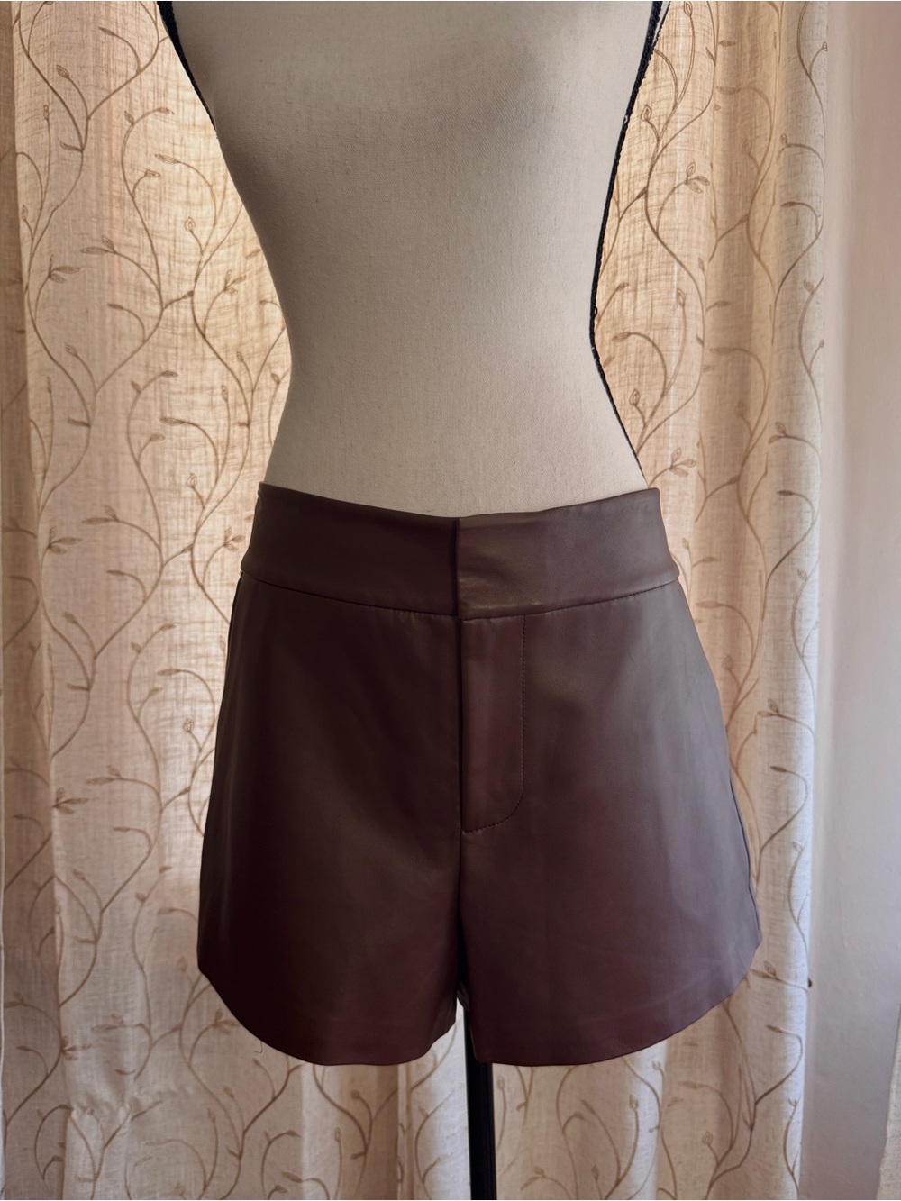 Alice + Olivia Mocha Leather Shorts